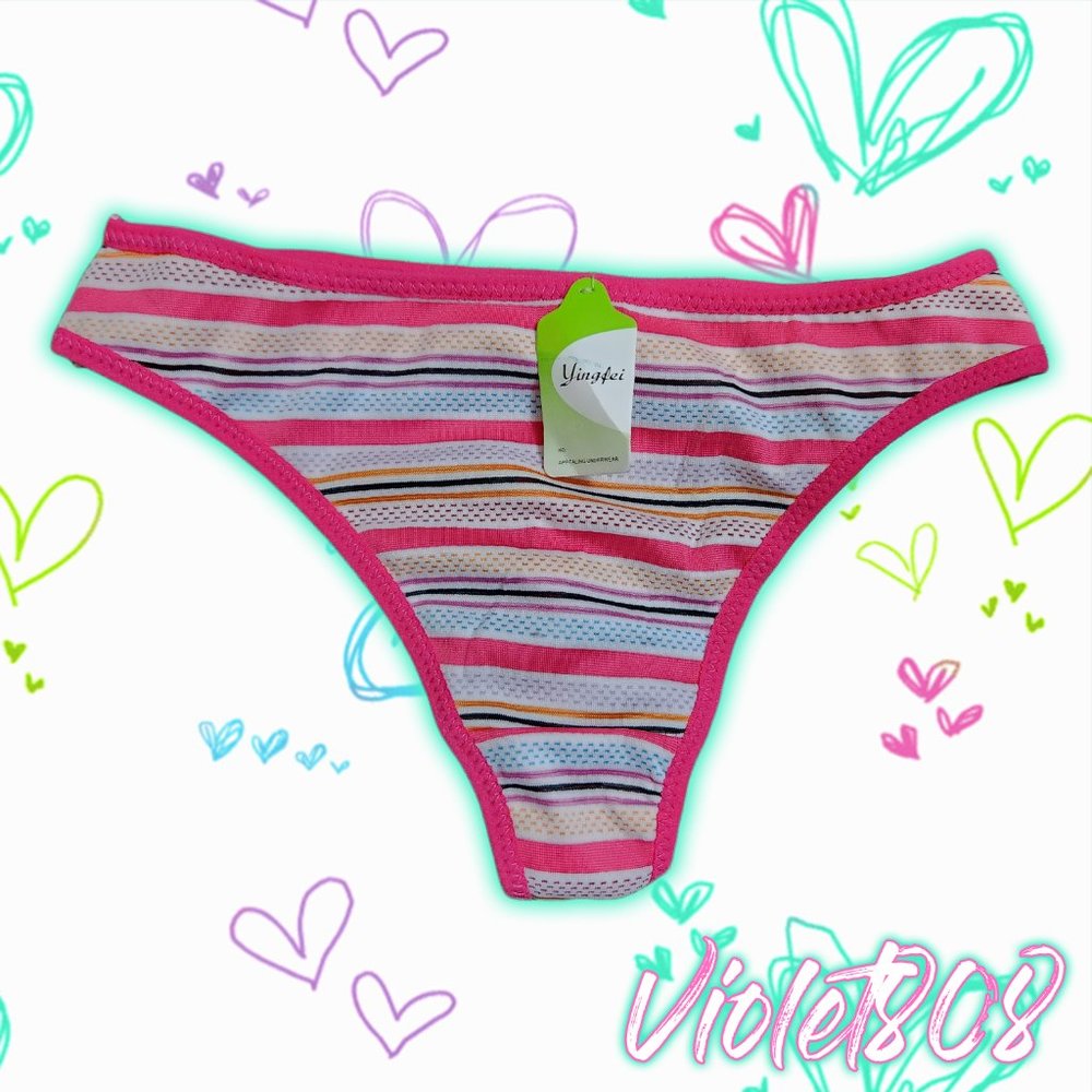 [M] Pink/White Stripe G-String Thong